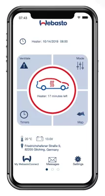 Webasto teplovzdušné topení o výkonu 2kW ovládané mobilním telefonem pro vozodlo Mercedes-Benz V Vito Viano